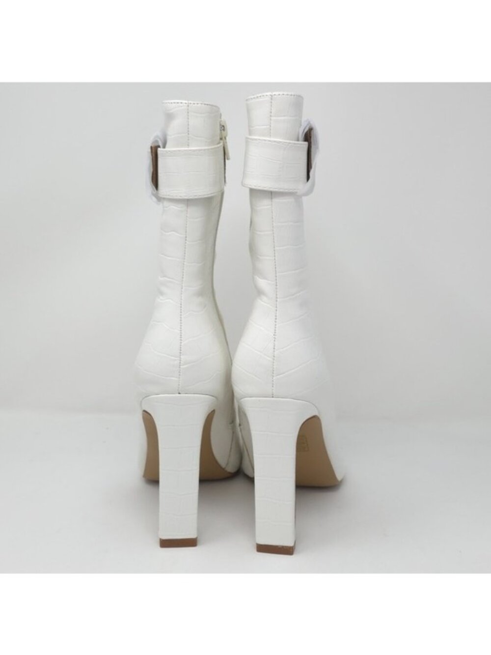 Journee Collection Elanie White Croc Block Heel Ankle Boots US 11 NIB - Picture 4 of 13